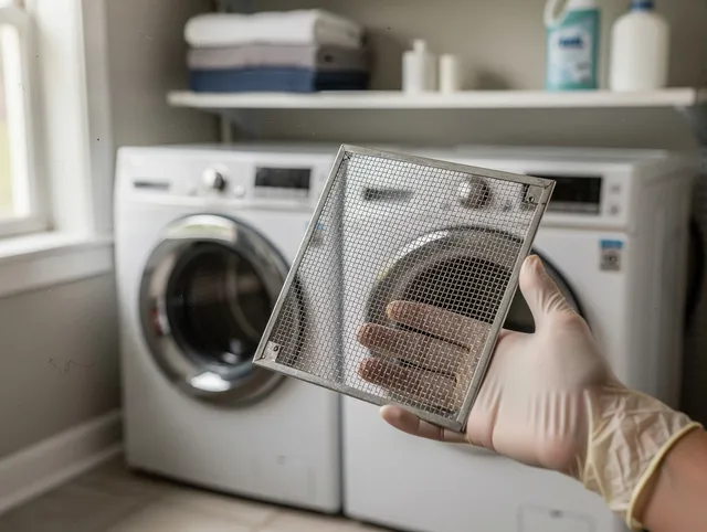 South Euclid Dryer Vent Cleaning specialist performing detailed lint trap cleaning service in South Euclid